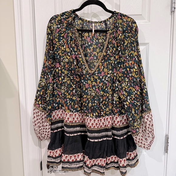 Free People Multicolor Floral Blouse Tunic - Picture 3 of 12